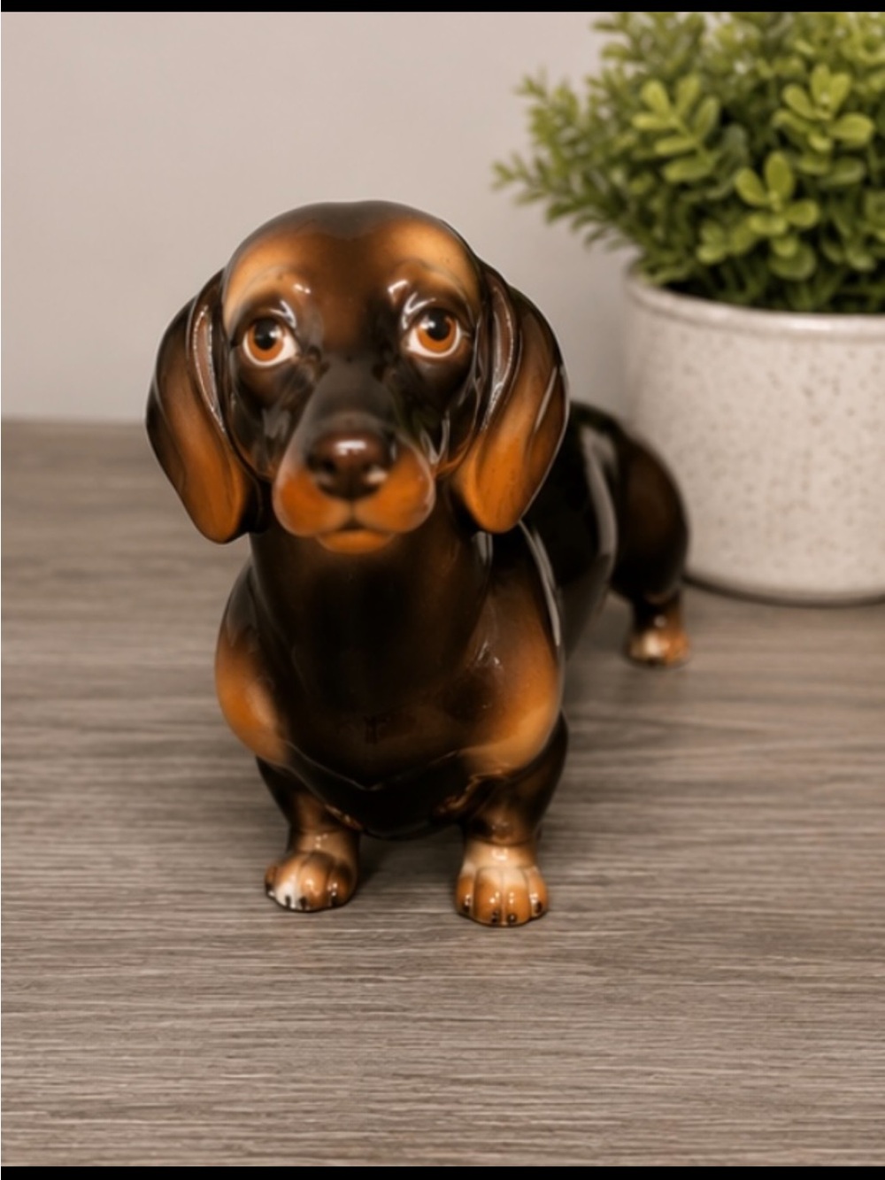 Shallford Japan Brown Porcelain Dachshund Wiener Dog Ceramic Figurine Vintage